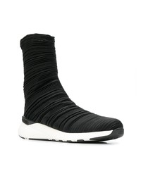 Женские черно-белые высокие кеды из плотной ткани от Casadei