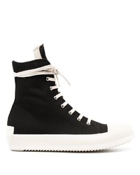 Мужские черно-белые высокие кеды из плотной ткани от Rick Owens DRKSHDW