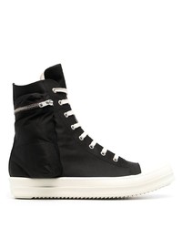 Мужские черно-белые высокие кеды из плотной ткани от Rick Owens DRKSHDW