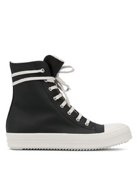 Мужские черно-белые высокие кеды из плотной ткани от Rick Owens DRKSHDW