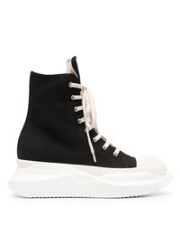 Мужские черно-белые высокие кеды из плотной ткани от Rick Owens DRKSHDW