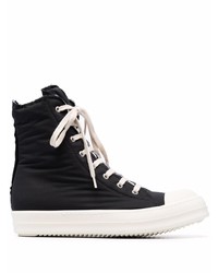 Мужские черно-белые высокие кеды из плотной ткани от Rick Owens DRKSHDW