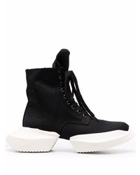 Мужские черно-белые высокие кеды из плотной ткани от Rick Owens DRKSHDW