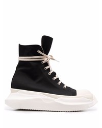 Мужские черно-белые высокие кеды из плотной ткани от Rick Owens DRKSHDW