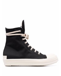 Мужские черно-белые высокие кеды из плотной ткани от Rick Owens DRKSHDW