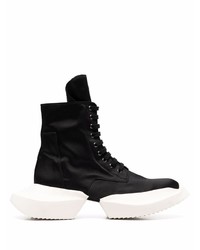 Мужские черно-белые высокие кеды из плотной ткани от Rick Owens DRKSHDW