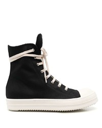 Мужские черно-белые высокие кеды из плотной ткани от Rick Owens DRKSHDW