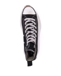 Мужские черно-белые высокие кеды из плотной ткани от Converse