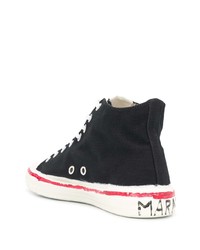 Мужские черно-белые высокие кеды из плотной ткани от Marni