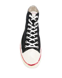 Мужские черно-белые высокие кеды из плотной ткани от Marni