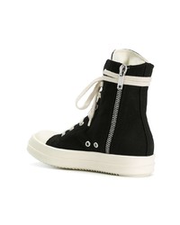 Женские черно-белые высокие кеды из плотной ткани от Rick Owens DRKSHDW