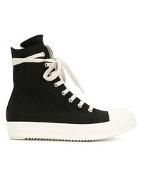 Женские черно-белые высокие кеды из плотной ткани от Rick Owens DRKSHDW