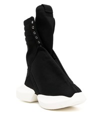 Мужские черно-белые высокие кеды из плотной ткани от Rick Owens DRKSHDW