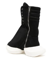 Мужские черно-белые высокие кеды из плотной ткани от Rick Owens DRKSHDW