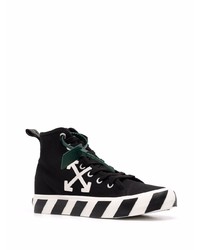 Мужские черно-белые высокие кеды из плотной ткани от Off-White