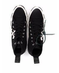 Мужские черно-белые высокие кеды из плотной ткани от Off-White