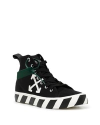 Мужские черно-белые высокие кеды из плотной ткани от Off-White