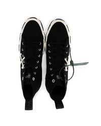 Мужские черно-белые высокие кеды из плотной ткани от Off-White