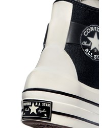 Мужские черно-белые высокие кеды из плотной ткани от Converse