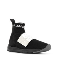 Мужские черно-белые высокие кеды от Balmain