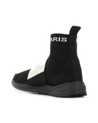 Мужские черно-белые высокие кеды от Balmain