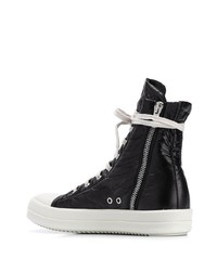 Мужские черно-белые высокие кеды от Rick Owens DRKSHDW