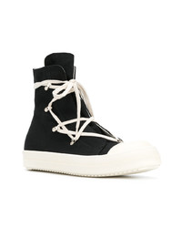 Мужские черно-белые высокие кеды от Rick Owens DRKSHDW