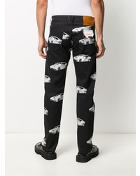 Мужские черно-белые джинсы с принтом от Versace