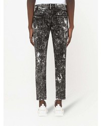 Мужские черно-белые джинсы с принтом от Dolce & Gabbana