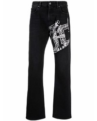 Мужские черно-белые джинсы с принтом от Just Cavalli