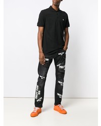 Мужские черно-белые джинсы с принтом от Philipp Plein