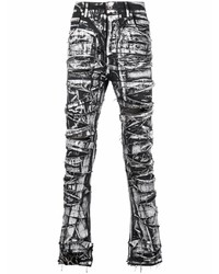 Мужские черно-белые джинсы с принтом от Rick Owens
