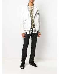 Мужские черно-белые джинсы с принтом от Philipp Plein