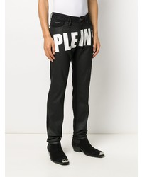 Мужские черно-белые джинсы с принтом от Philipp Plein