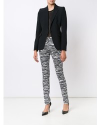 Черно-белые джинсы скинни с принтом от Saint Laurent