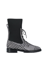 Женские черно-белые замшевые ботинки на шнуровке от Leandra Medine