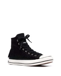 Мужские черно-белые замшевые высокие кеды от Palm Angels