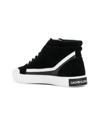 Мужские черно-белые замшевые высокие кеды от Calvin Klein Jeans