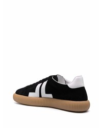 Мужские черно-белые замшевые низкие кеды от Lanvin
