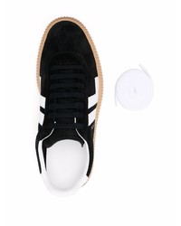 Мужские черно-белые замшевые низкие кеды от Lanvin