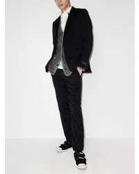 Мужские черно-белые замшевые низкие кеды от Palm Angels