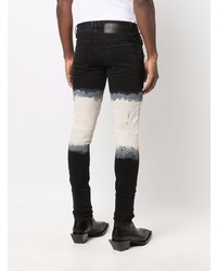 Мужские черно-белые зауженные джинсы с принтом тай-дай от Balmain