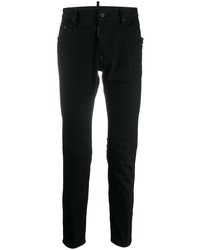 Мужские черно-белые зауженные джинсы с принтом от DSQUARED2