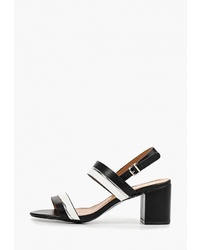 Черно-белые кожаные босоножки на каблуке от Style Shoes