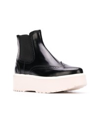 Черно-белые кожаные ботильоны на танкетке от Hogan