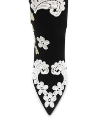 Черно-белые кожаные ботильоны с вышивкой от Dolce & Gabbana