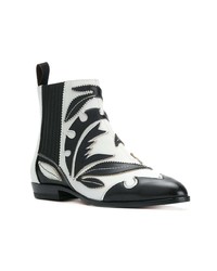 Черно-белые кожаные ботильоны от Santoni