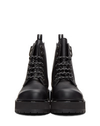 Женские черно-белые кожаные ботинки на шнуровке от Fendi