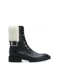 Женские черно-белые кожаные ботинки на шнуровке от Givenchy