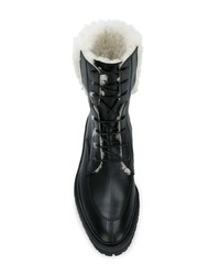 Женские черно-белые кожаные ботинки на шнуровке от Givenchy